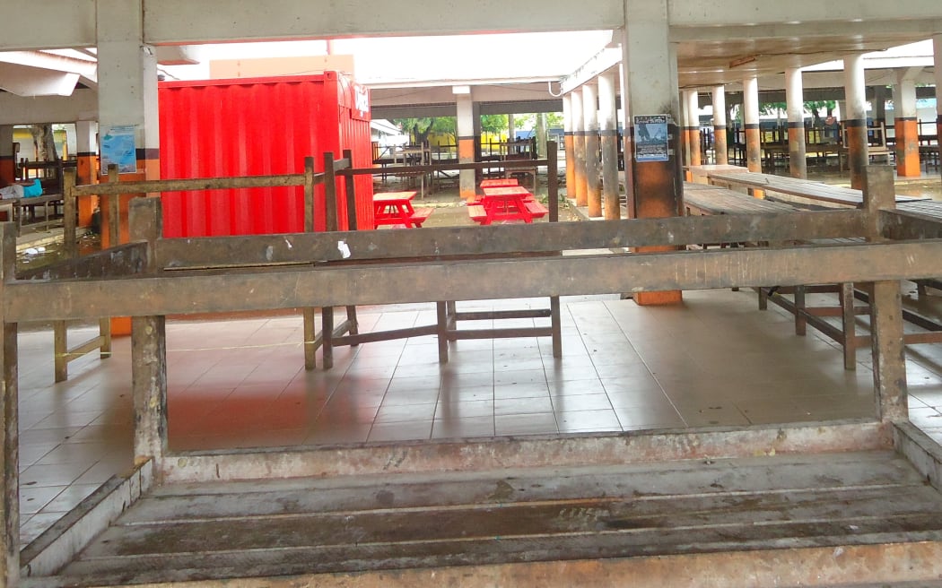 The usually crowded market in Port Vila is deserted.