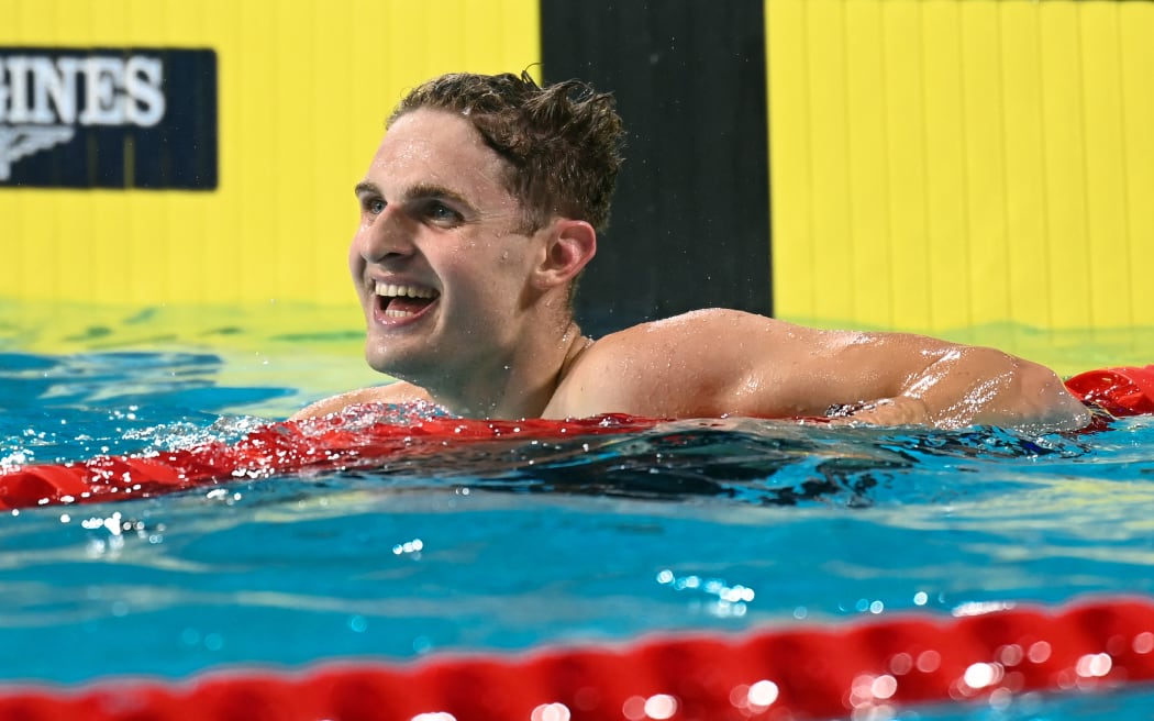 Lewis Clareburt of New Zealand wins the Men's 400m Individual Medley Swimming Final on Day 2 of the XXII Commonwealth Games at the Sandwell Aquatics Centre in Birmingham, England on Saturday 30 July 2022. 

 © Copyright photo: Andrew Cornaga / www.photosport.nz