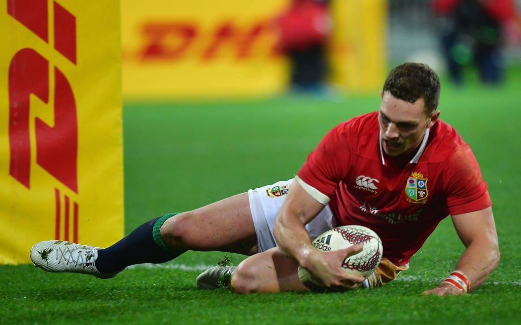 George North scores a try for the Lions.