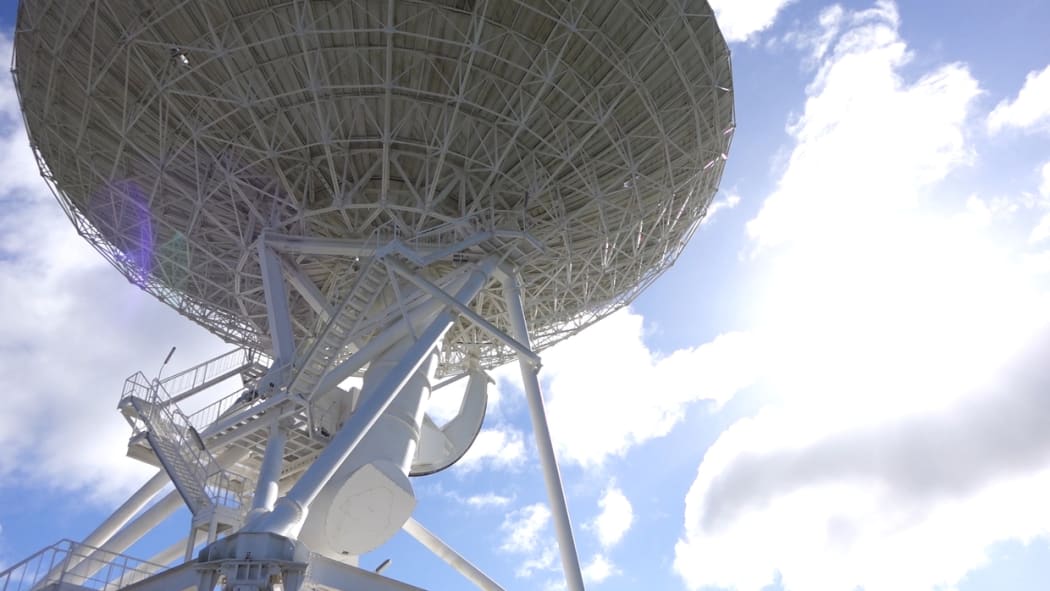 The 30 metre radio telescope dish at Warkworth operated by AUT University's Institute for Radio Astronomy and Research.