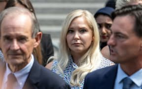 Virginia Giuffre, pictured here outside a federal court in New York in 2019, died by suicide in Australia in April.