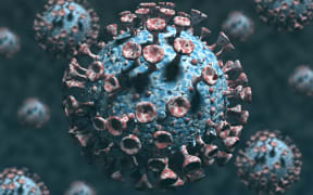 Covid-19 coronavirus particles, illustration.