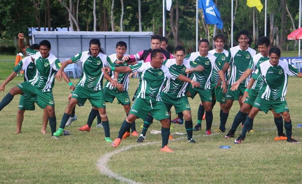 Cook Islands players celebrate after qualifying for the OFC Under 20 Championship.