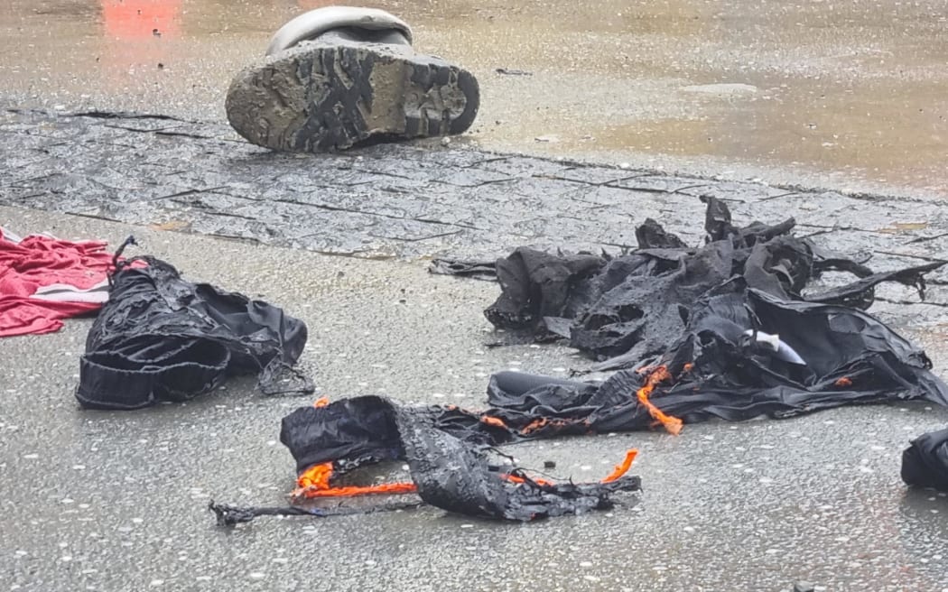 The scene of explosion at a building site in Halsey Street, Auckland CBD on 26 August 2022.