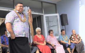 MP Fuimaono Te'o Samuelu Te'o, (standing), with other members of the Parliamentary Committee