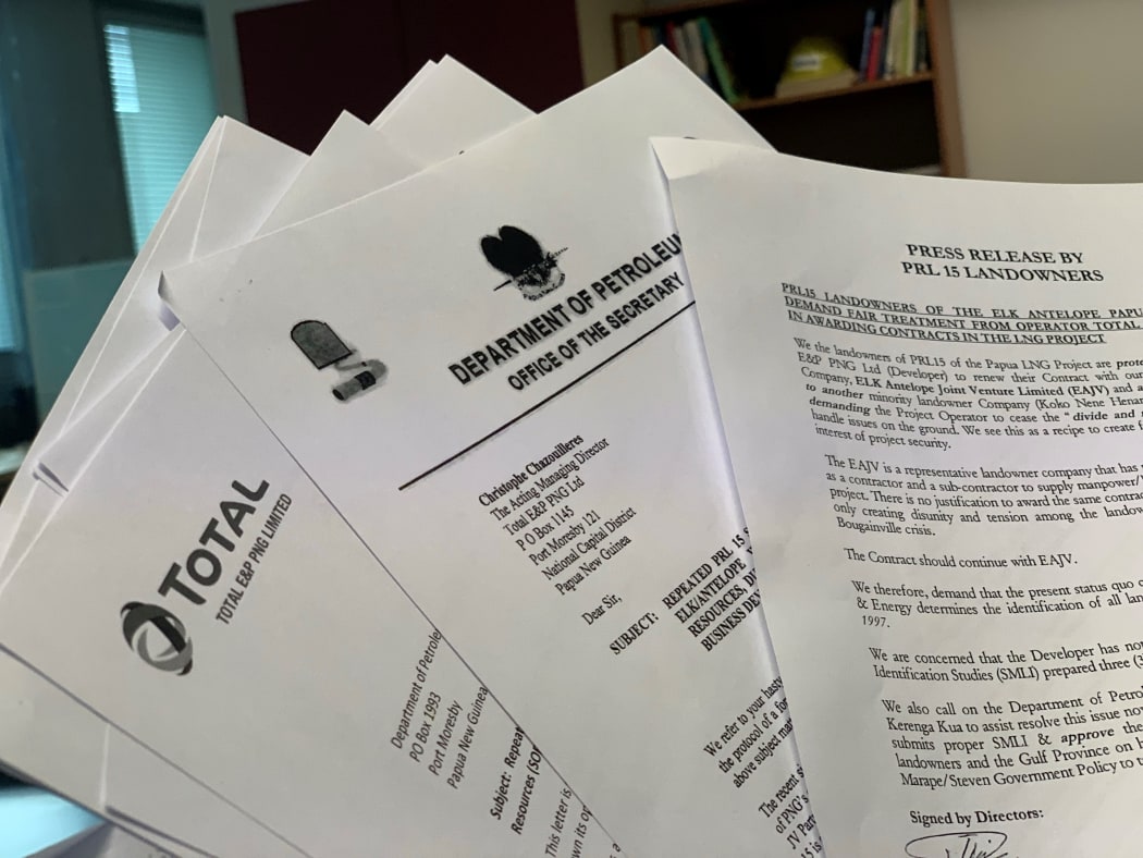 Late July 2019 letters and statements from Total E&P PNG Limited, PNG's Department of Petroleum & Energy, and Gulf province landowners regarding issues around landowner company contract non-renewal in the Papua LNG Project.
