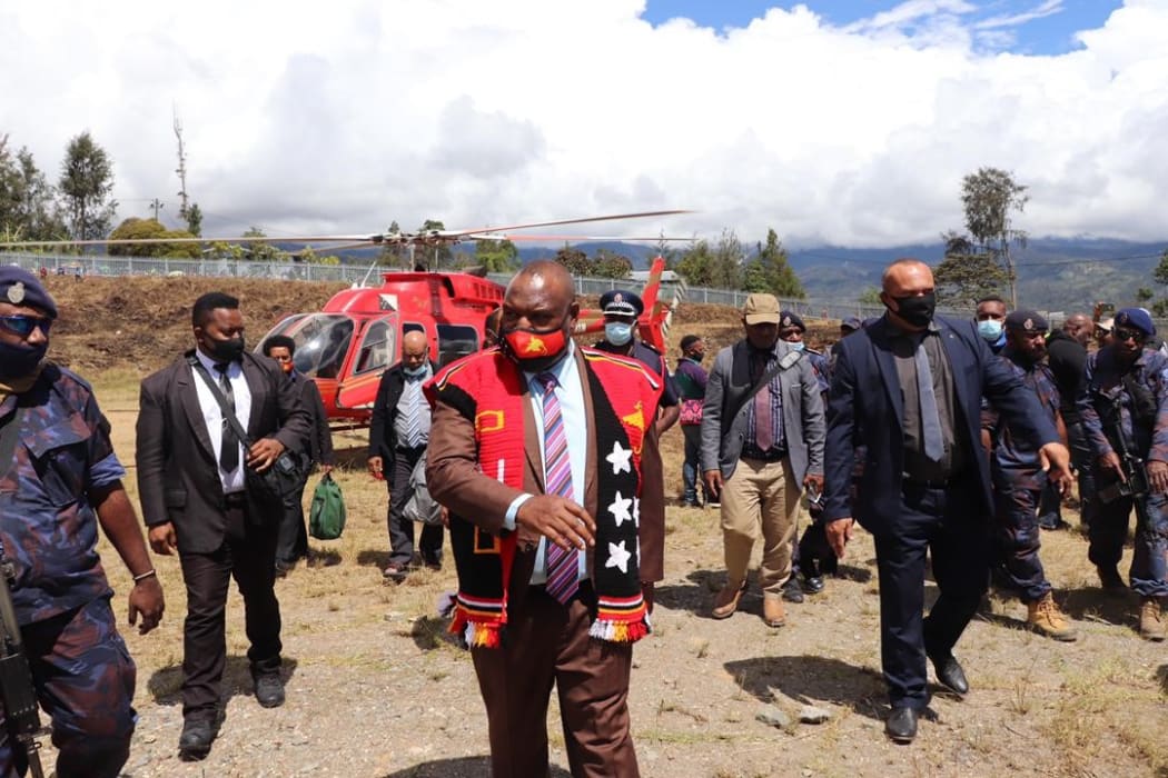 PNG Prime Minister James Marape arrives at Porgera