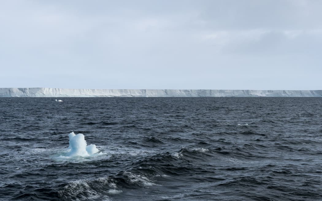 Small iceberg (bergy-bit) floating in front of the Ross Ice Shelf.