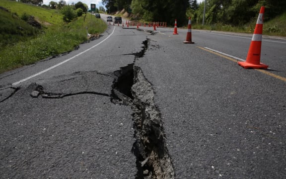 Road damage in Kaikoura.