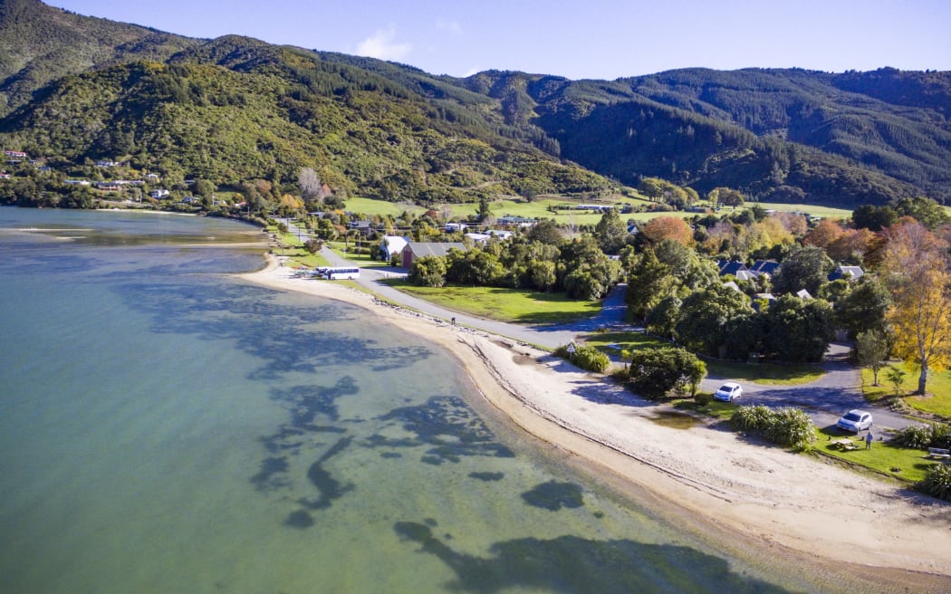 An aerial shot of Anakiwa that has some of the best water quality in Marlborough this summer.