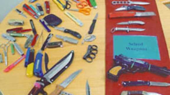 One week's worth of weapons seized at the Manukau District Court.