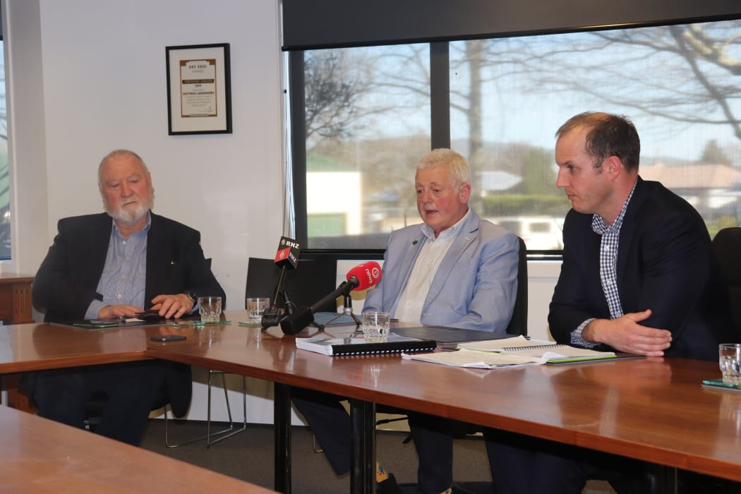 Hawke's Bay Regional Council chair Rex Graham, and Wairoa Mayor Craig Little and Dan Bonifant from Morrison Low.