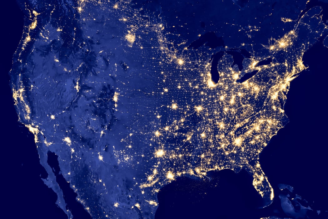 America by night - Elements of this image are furnished by NASA.