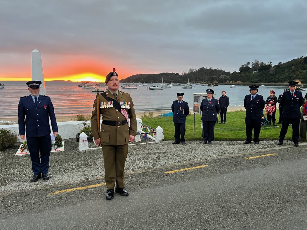 This morning's ANZAC Day Dawn Service at Half Moon Bay, Rakiura-Stewart Island.