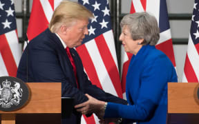US President Donald Trump and Britain's Prime Minister Theresa May at a joint press conference.