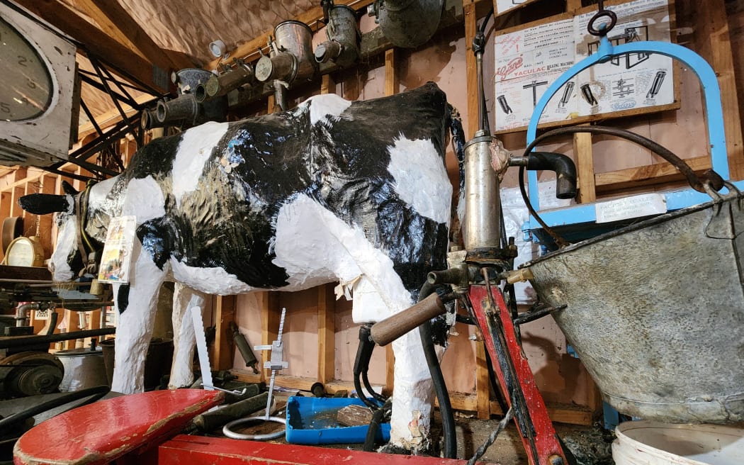 An interactive pedal milking station at the Mount Bruce Pioneer Museum.