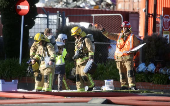 The fire at Macaulay Metals, Seaview, Lower Hutt.