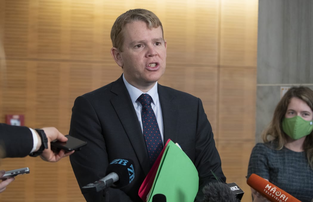 Covid-19 Response Minister Chris Hipkins during his caucus standup at Parliament, Wellington, 16 November, 2021.