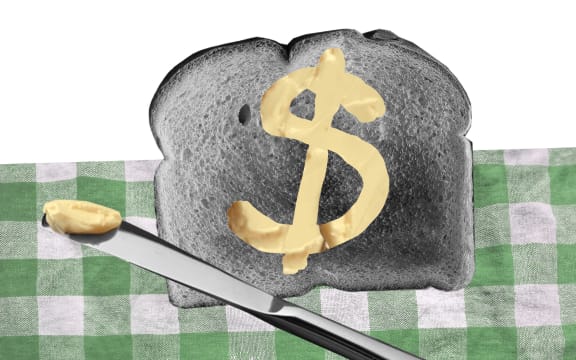 Butter and dollar sign on toast