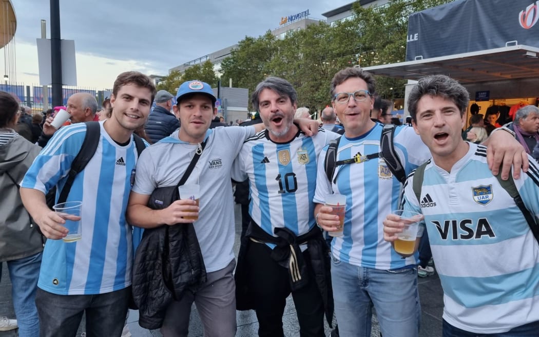 Fans at the Rugby World Cup 2023 in France ahead of the All Blacks vs Argentina game on 21 October.