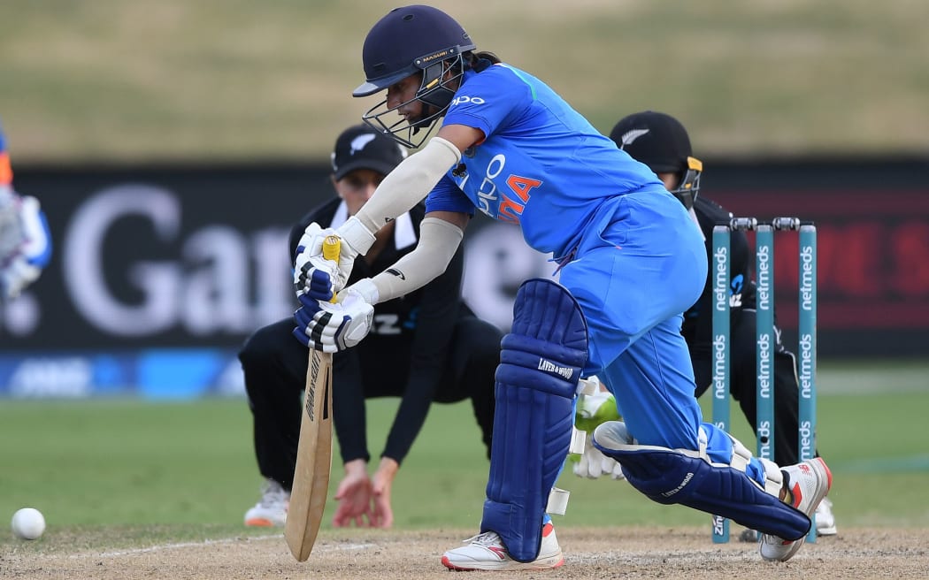 India captain Mithali Raj batting.
New Zealand White Ferns v India. Women's One Day International cricket. Bay Oval, Tauranga. New Zealand. Tuesday 29 January 2019. © Copyright photo: Andrew Cornaga / www.photosport.nz