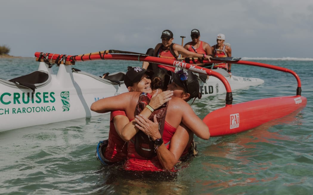 Te Tupu O Te Manava ladies congratulate each other on a job well done.
