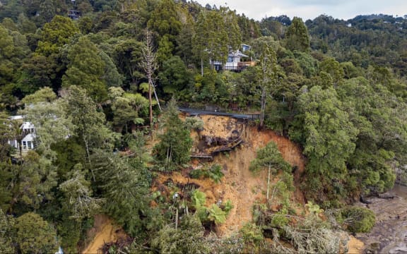 Slips around Titirangi after heavy rain lashed Auckland.