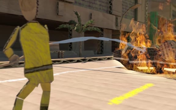 Fire in Cardboard City trailer
