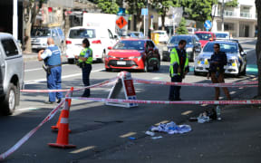 The scene of the stabbing on Anzac Ave.