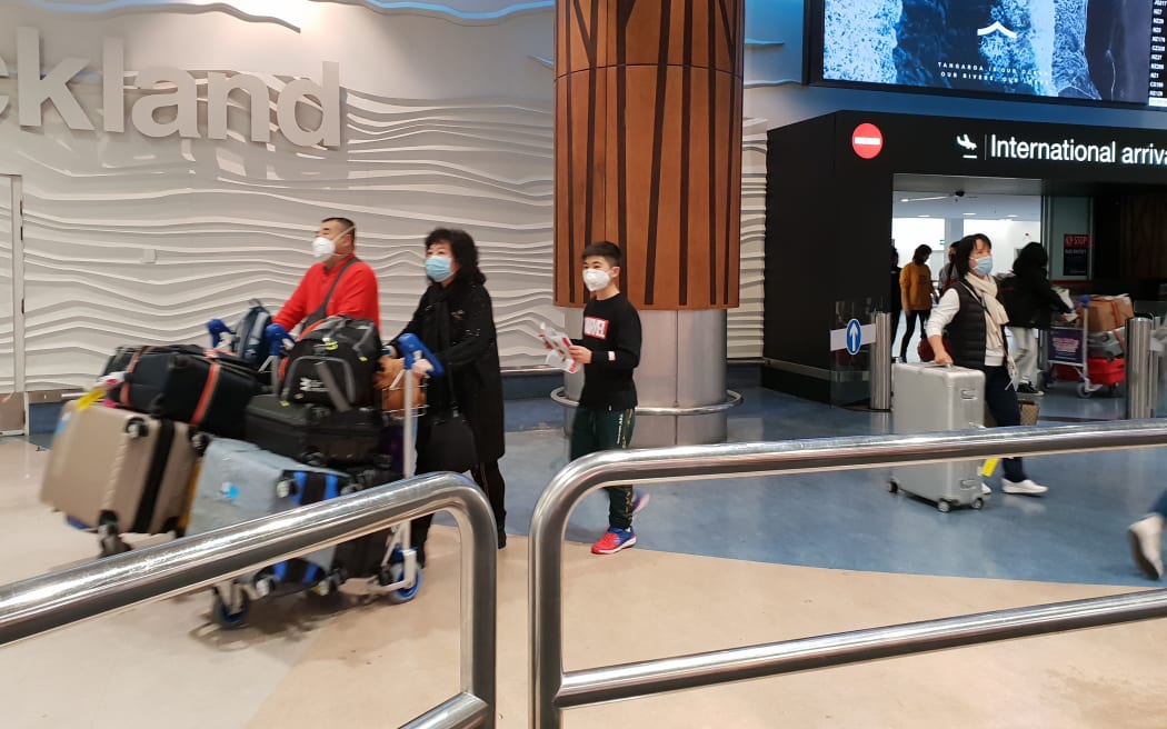 Visitors from China arrive at Auckland Airport. 27.1.2020