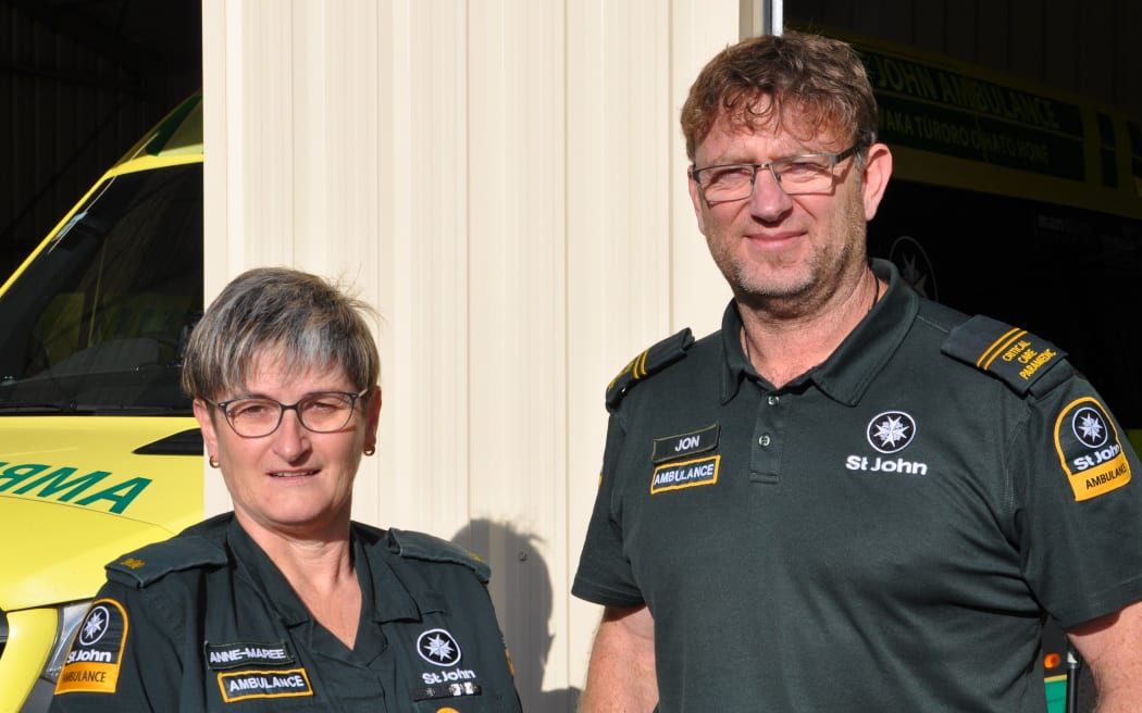 St John Nelson Tasman area operations manager Anne-Maree Harris and critical care paramedic Jon Leach.