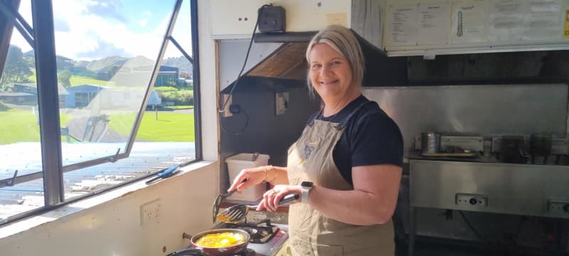 Whitebait Inn owner Jodie Death sells up to 40 whitebait fritters a day.