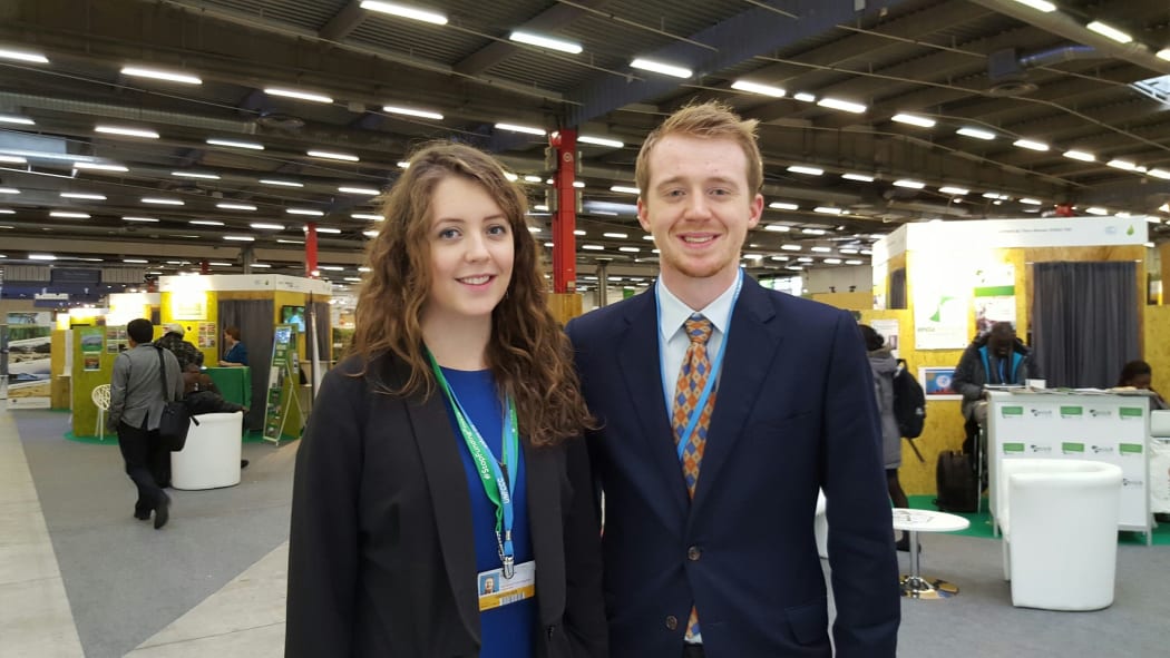COP21 NZ Youth delegates Natalie Jones and Ben Abraham.
