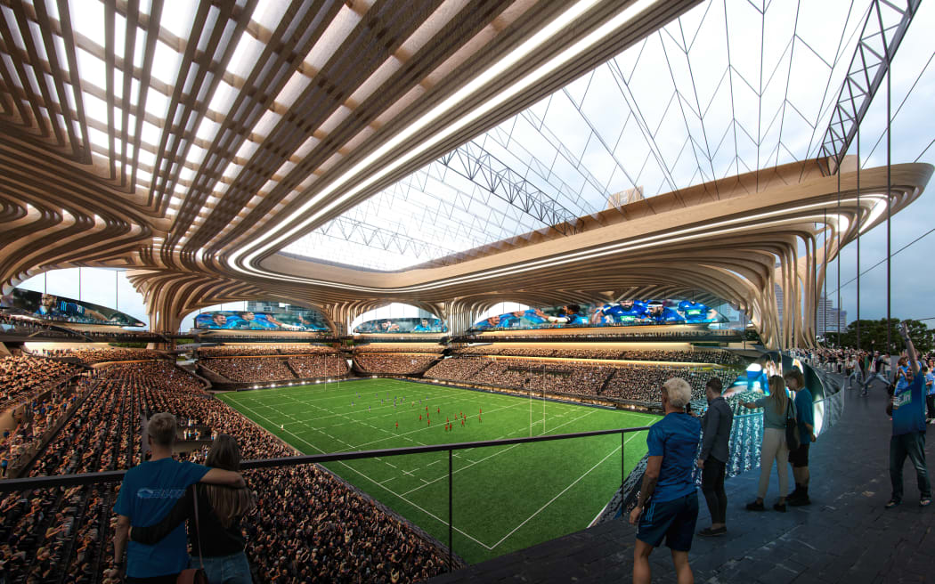 An artist's impression of Quay Park stadium, Auckland.