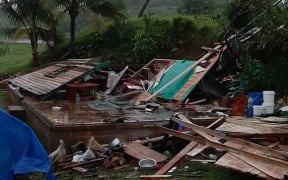 A house destroyed from Cyclone Harold in Fiji