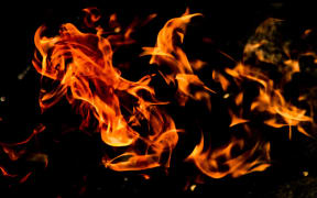 Fire flames on a black background