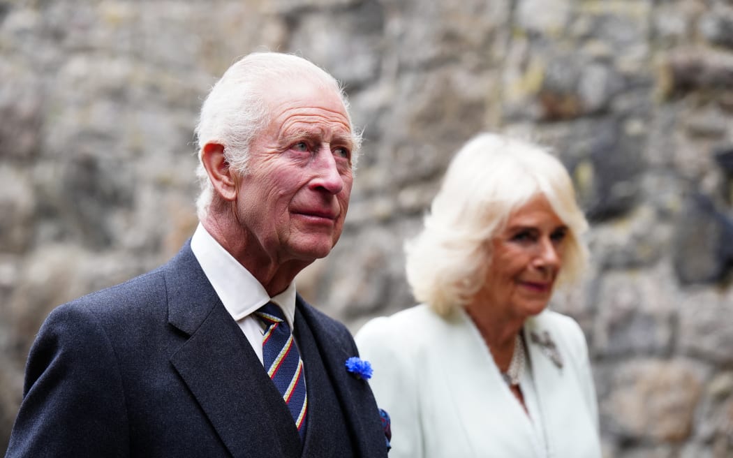 Britain's King Charles III and Britain's Queen Camilla attend a celebration recognising the 900th Anniversary of the City of Edinburgh at Edinburgh castle on July 3, 2024. (Photo by Jane Barlow / POOL / AFP)