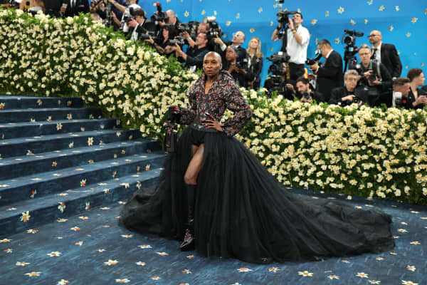 Cynthia Erivo attends the 2025 Met Gala Celebrating "Superfine: Tailoring Black Style" at Metropolitan Museum of Art on May 05, 2025 in New York City.