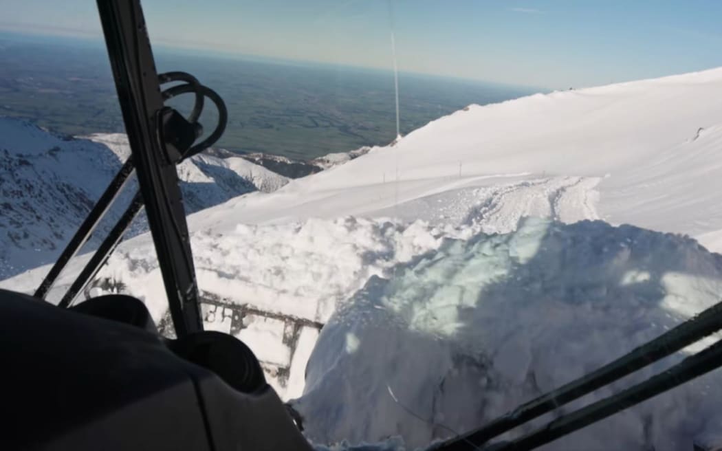 Snow ploughing on Mt Hutt.
