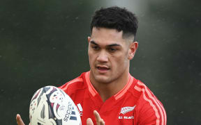 Quinn Tupaea during an All Blacks training session.