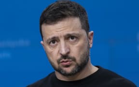 President of Ukraine Volodymyr Zelensky addresses a press conference during his visit at the European Council Summit, the EU leaders meeting at the headquarters of the European Union.