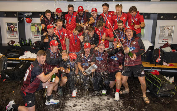 Canterbury celebrate their Ford Trophy success.