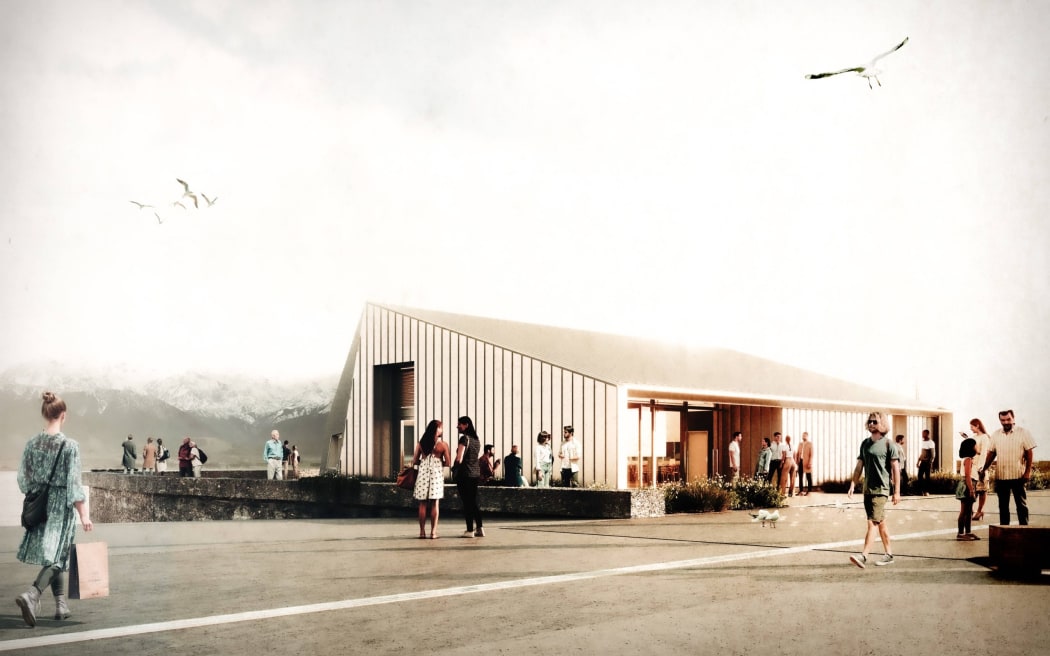 An artist’s impression of a proposed first building on Kaikōura’s Wakatu Quay, which could be a restaurant.