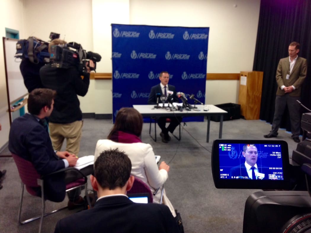 Detective Senior Sergeant John van den Heuvel at today's press conference in Wellington.