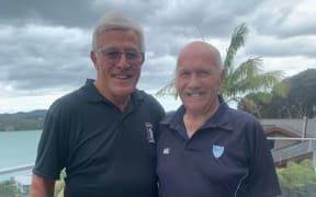 Sir Bryan Williams, left, with his friend Sid Going in Paihia.