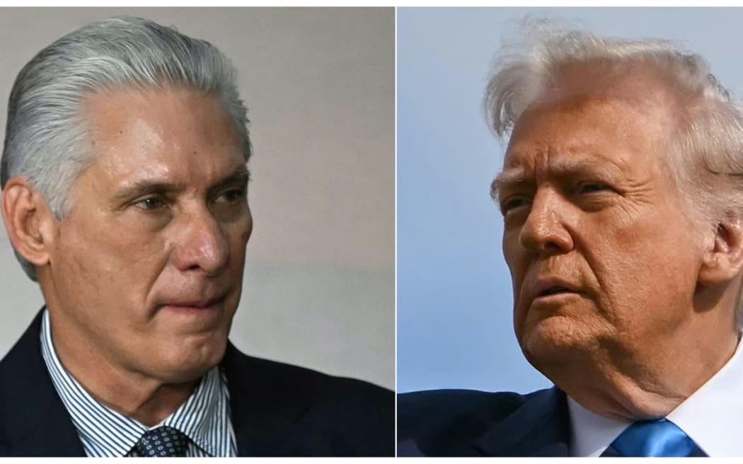 This combination of pictures created on January 11, 2026 shows Cuba's President and First Secretary Miguel Diaz-Canel (L) before a family photo during the BRICS summit in Rio de Janeiro, Brazil, on July 7, 2025; and US President Donald Trump as he boards Air Force One before travelling to South Korea, at Haneda Airport in Tokyo on October 29, 2025.
US President Donald Trump urged Cuba on January 11, 2026 to "make a deal before it's too late" or face unspecified consequences, warning that the flow of Venezuelan oil and money to Havana would now stop.