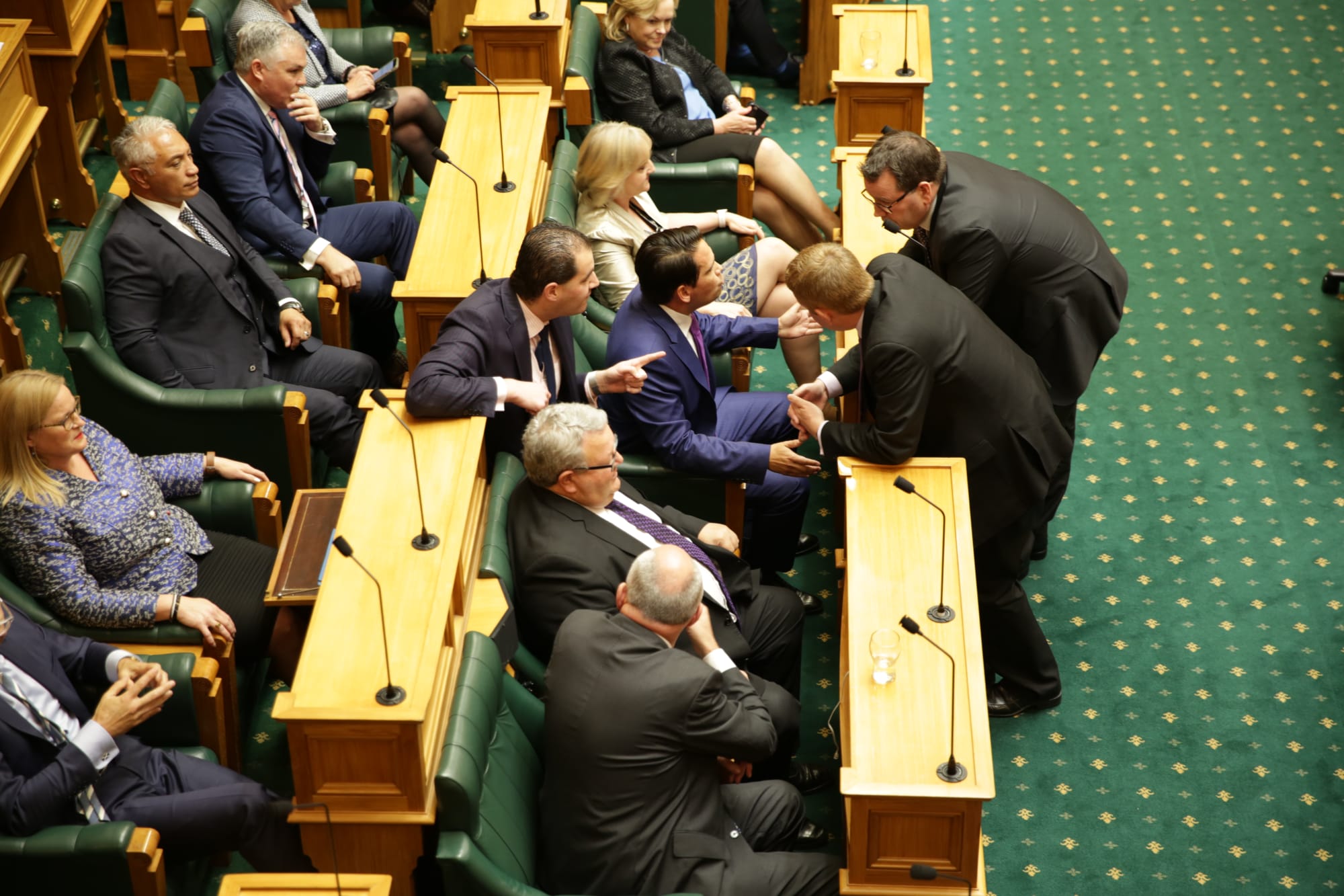 National and Labour front beaches talk on  the first day of the 52nd Parliament.