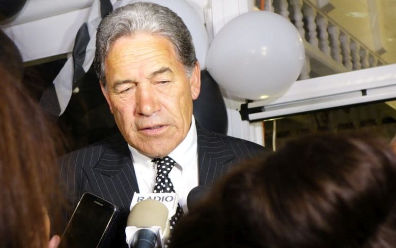 Winston Peters talks to media in Russell after sweeping to victory in Northland.