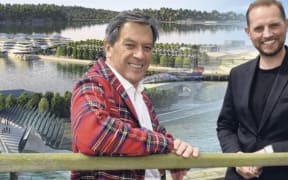 Ian Taylor (left) and Damien van Brandenburg say the transformation of Dunedin's waterfront is about much more than a cluster of new buildings.