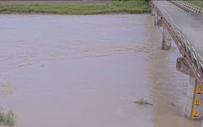 The Waipaoa River level at Kanakanaia Bridge at 7.45am on Sunday 26 November.